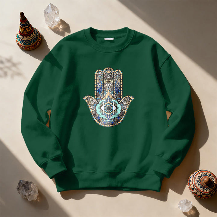 Felpa Olivenorma Chic Evil Eye Hamsa Hand - Verde - 2XL - image 15