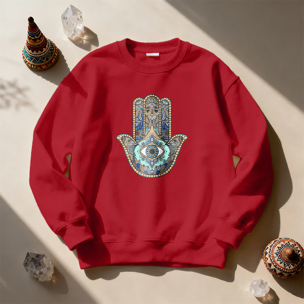 Felpa Olivenorma Chic Evil Eye Hamsa Hand - Rosso - 2XL - image 13