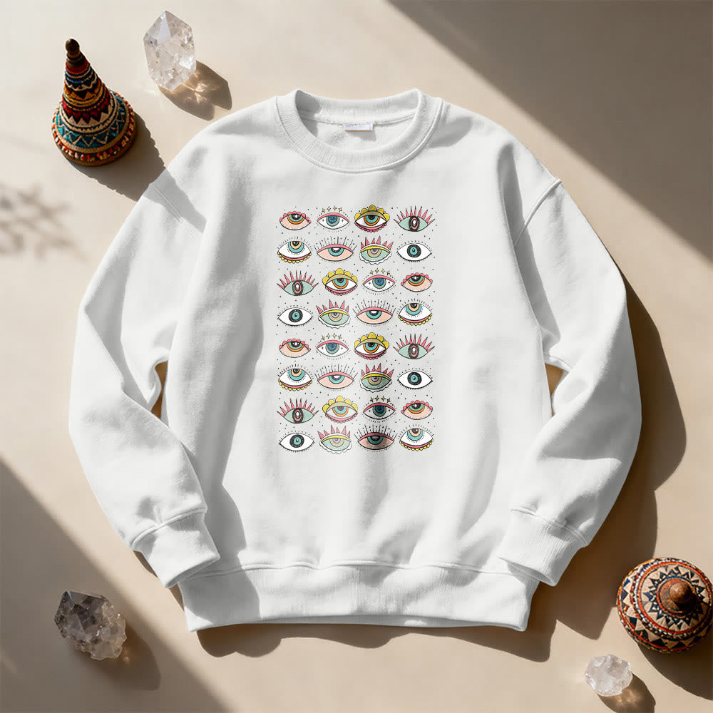 Felpa alla moda Olivenorma con simbolo del malocchio multiplo - Bianco - 2XL - image 1