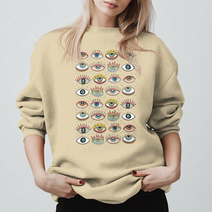 Felpa alla moda Olivenorma con simbolo del malocchio multiplo - image 8