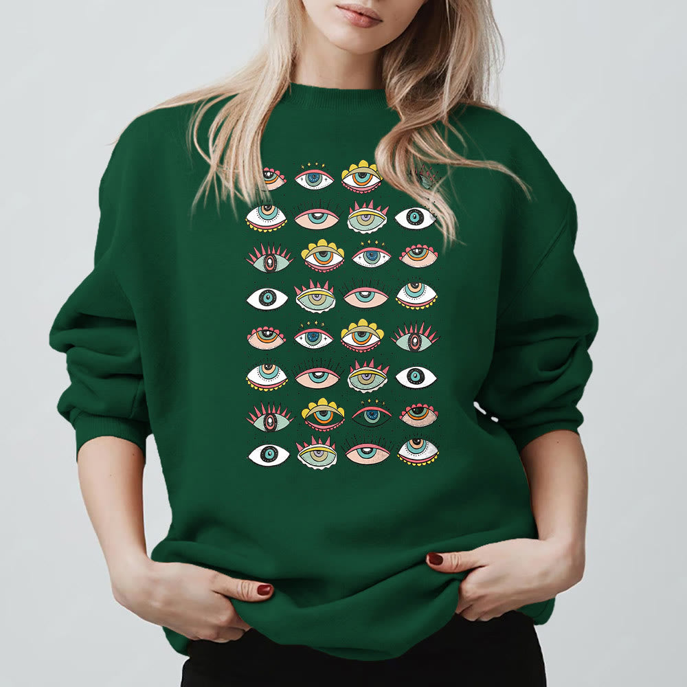 Felpa alla moda Olivenorma con simbolo del malocchio multiplo - image 14