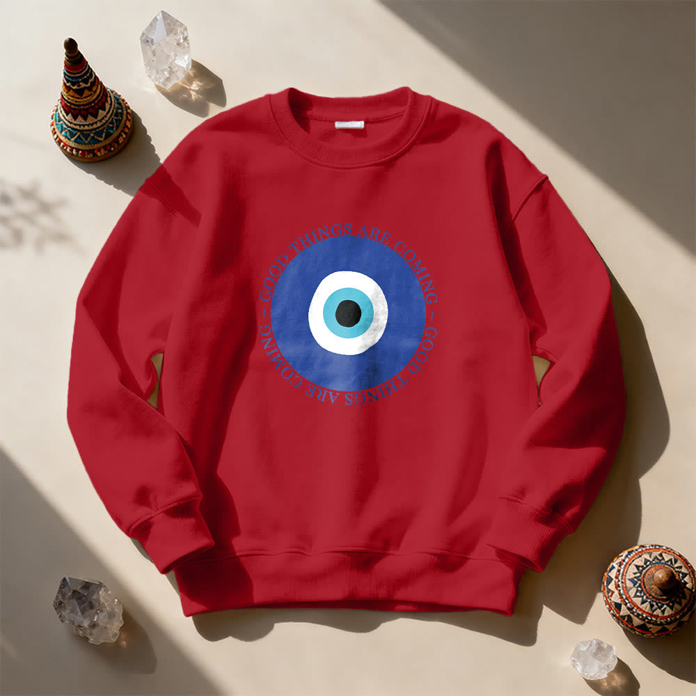 Felpa con design classico vintage con occhio malvagio di Olivenorma - Rosso - 2XL - image 13