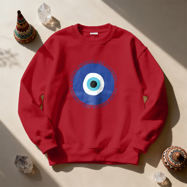 Felpa con design classico vintage con occhio malvagio di Olivenorma - Rosso - 2XL - image 13