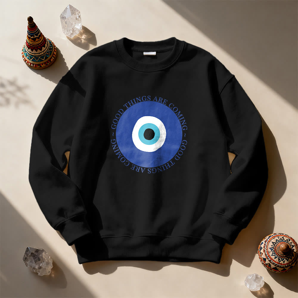 Felpa con design classico vintage con occhio malvagio di Olivenorma - Nero - 2XL - image 3