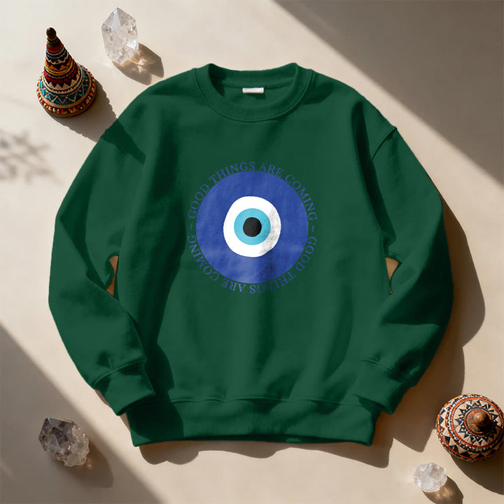 Felpa con design classico vintage con occhio malvagio di Olivenorma - Verde - 2XL - image 15