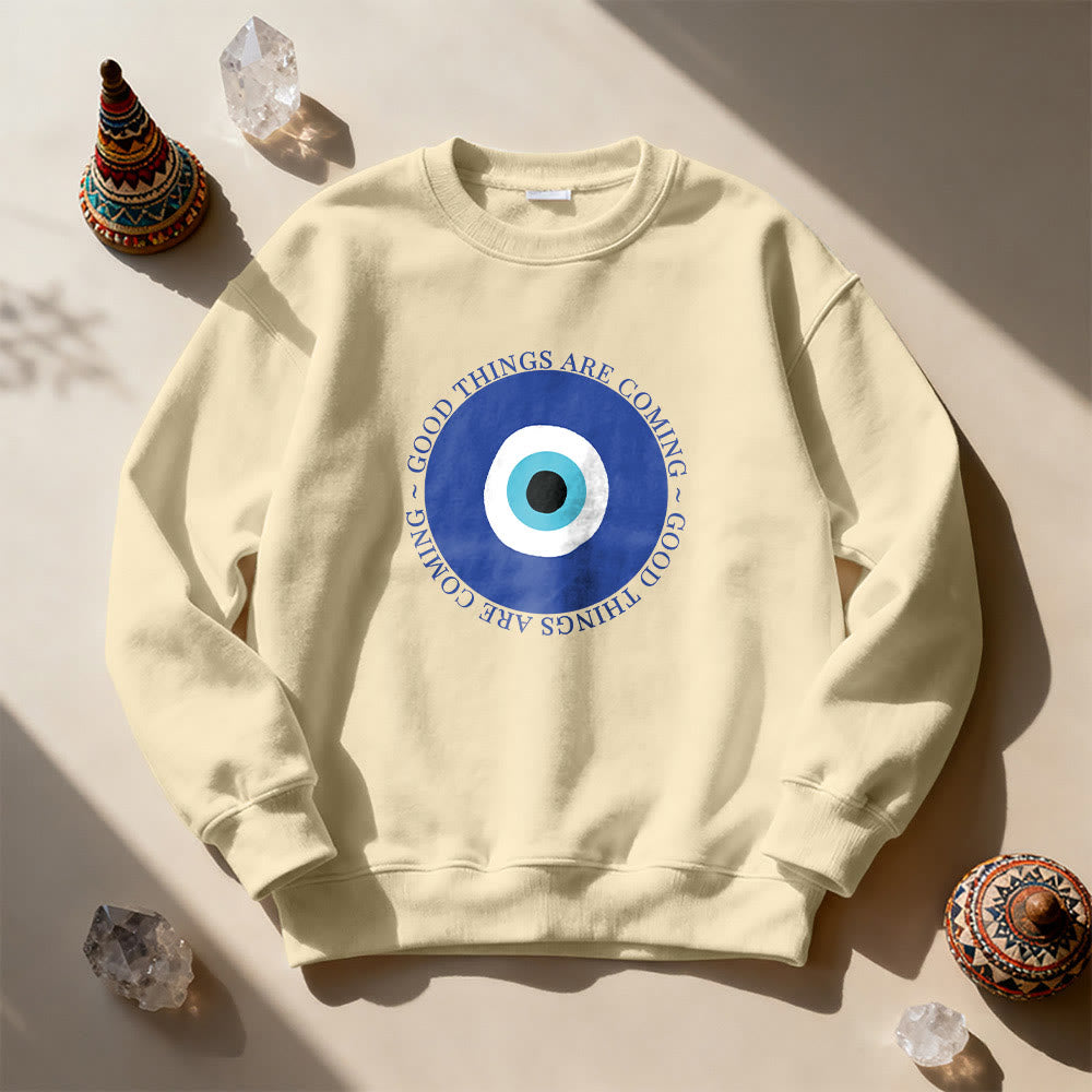 Felpa con design classico vintage con occhio malvagio di Olivenorma - Cachi - 2XL - image 9