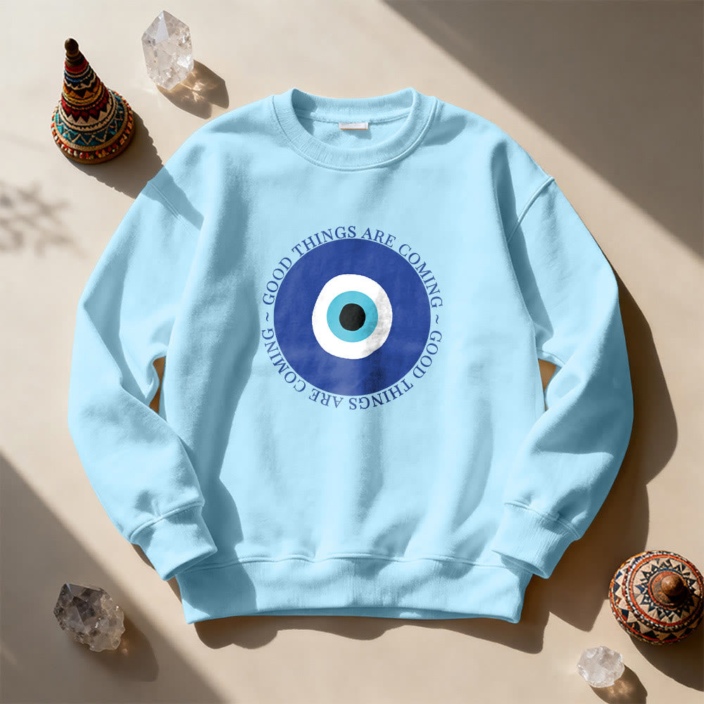 Felpa con design classico vintage con occhio malvagio di Olivenorma - Blu - 2XL - image 11