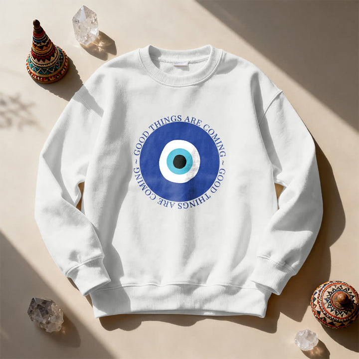 Felpa con design classico vintage con occhio malvagio di Olivenorma - Bianco - 2XL - image 1