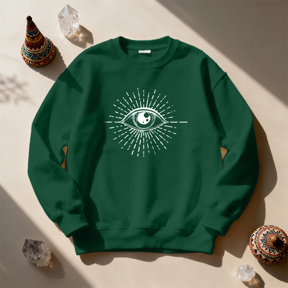 Felpa con cappuccio Olivenorma Spiritual Evil Eye Sunburst  - Verde - 2XL - image 1