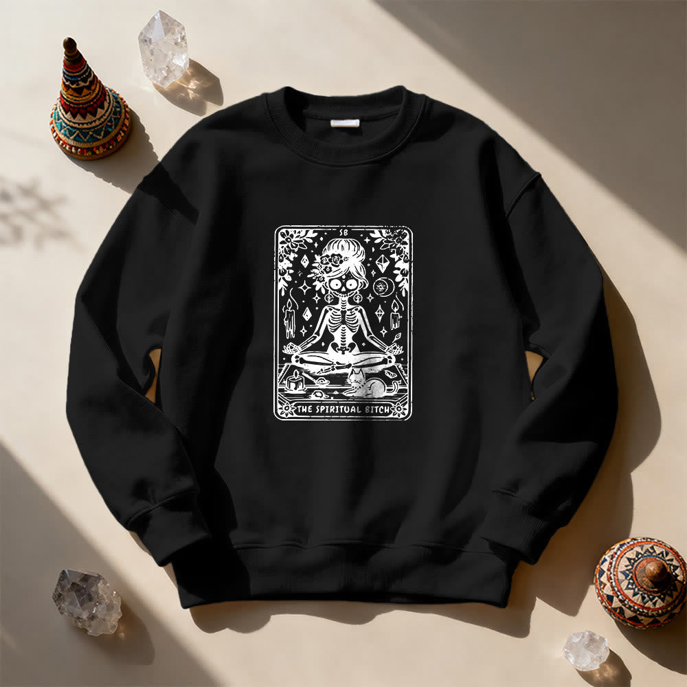 Olivenorma"LA CAGNA SPIRITUALE" Felpa con scheletro spirituale dei Tarocchi  - Nero - 2XL - image 3