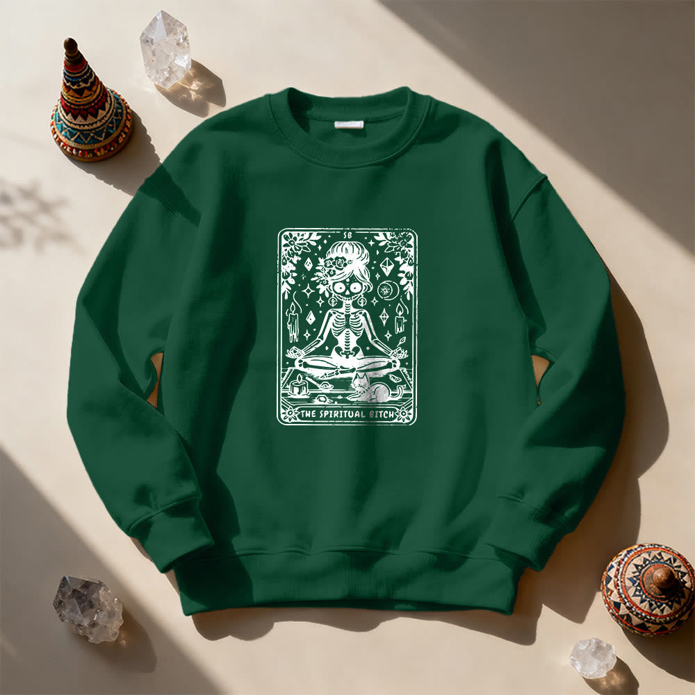 Olivenorma"LA CAGNA SPIRITUALE" Felpa con scheletro spirituale dei Tarocchi  - Verde - 2XL - image 15