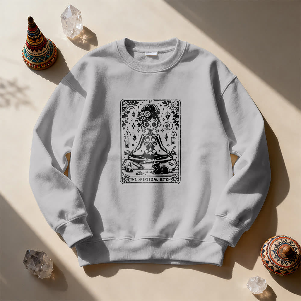 Olivenorma"LA CAGNA SPIRITUALE" Felpa con scheletro spirituale dei Tarocchi  - Grigio - 2XL - image 5
