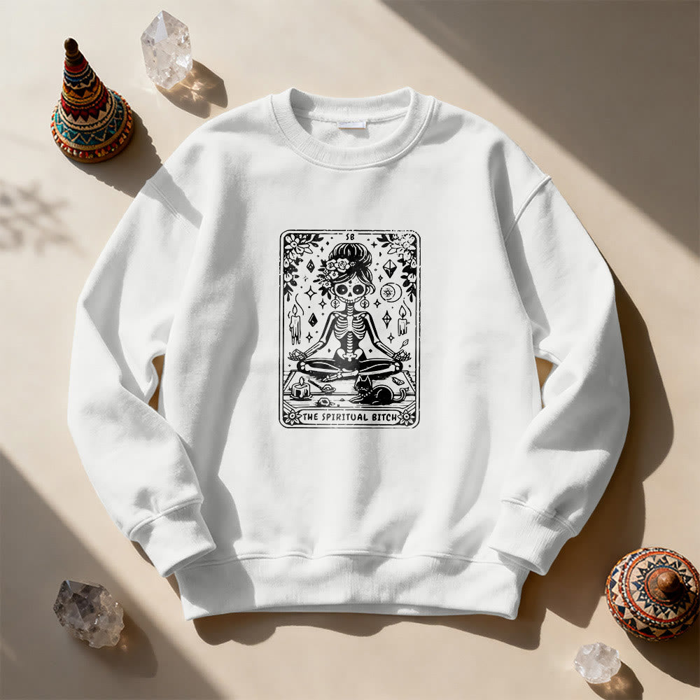 Olivenorma"LA CAGNA SPIRITUALE" Felpa con scheletro spirituale dei Tarocchi  - Bianco - 2XL - image 1