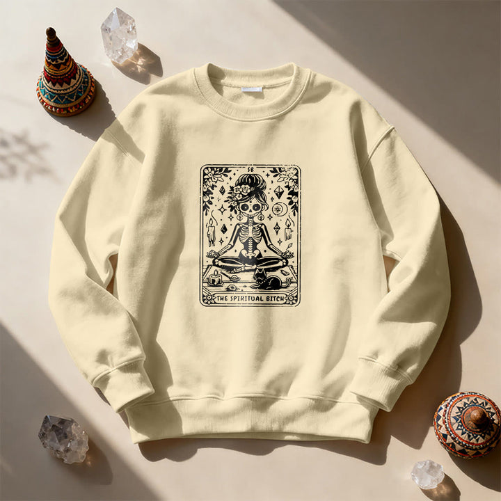 Olivenorma"LA CAGNA SPIRITUALE" Felpa con scheletro spirituale dei Tarocchi  - Cachi - 2XL - image 9