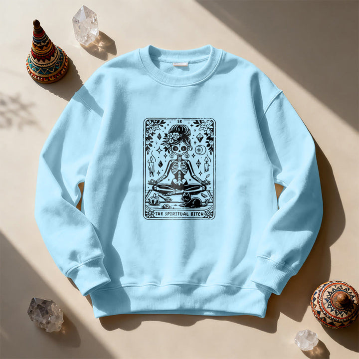 Olivenorma"LA CAGNA SPIRITUALE" Felpa con scheletro spirituale dei Tarocchi  - Blu - 2XL - image 11