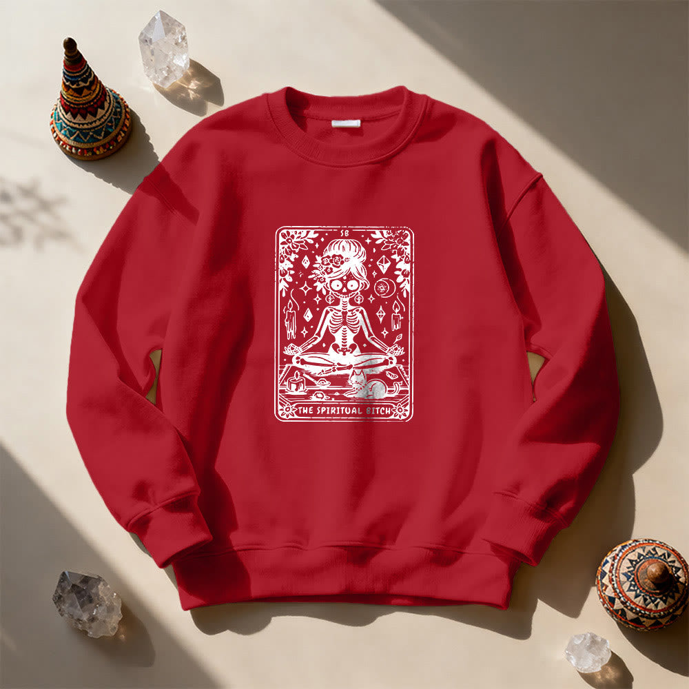 Olivenorma"LA CAGNA SPIRITUALE" Felpa con scheletro spirituale dei Tarocchi  - Rosso - 2XL - image 13
