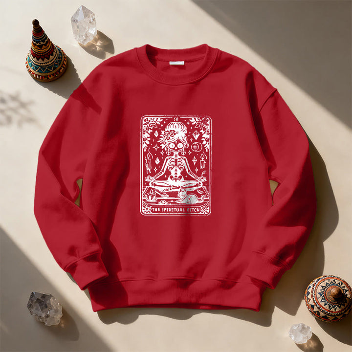 Olivenorma"LA CAGNA SPIRITUALE" Felpa con scheletro spirituale dei Tarocchi  - Rosso - 2XL - image 13