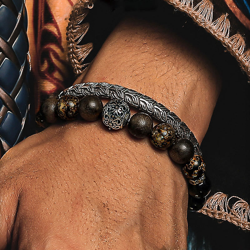 Braccialetto di perline premium in ossidiana dorata lucida Olivenorma - image 4