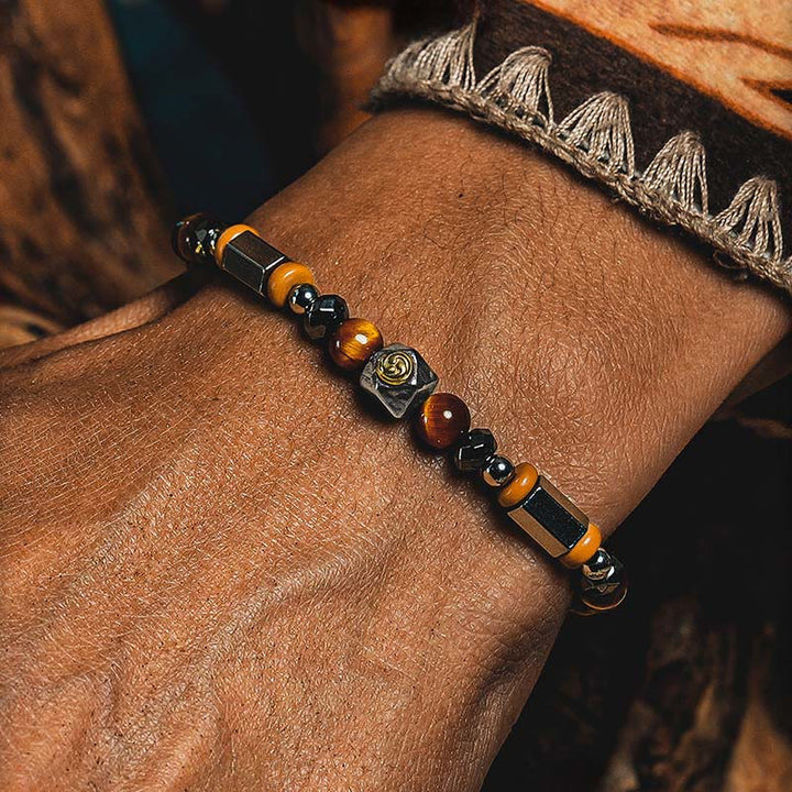 Bracciale Olivenorma con perline in occhio di tigre e labradorite - image 2