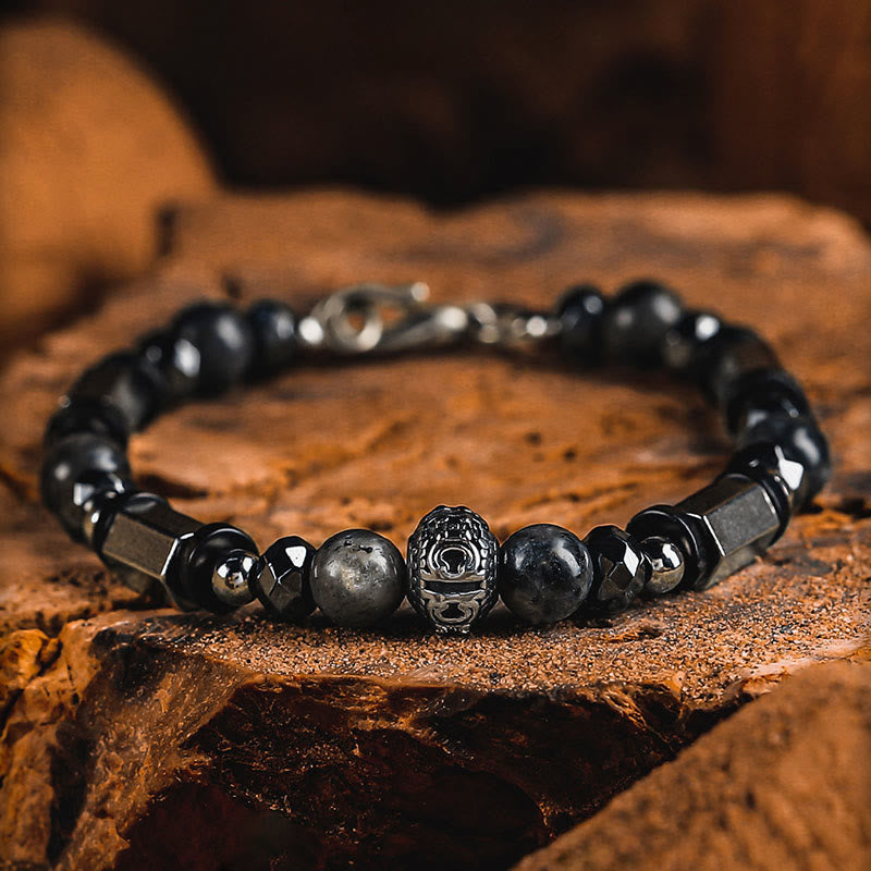 Bracciale Olivenorma con perline in occhio di tigre e labradorite - Labradorite - 18 centimetri - image 3