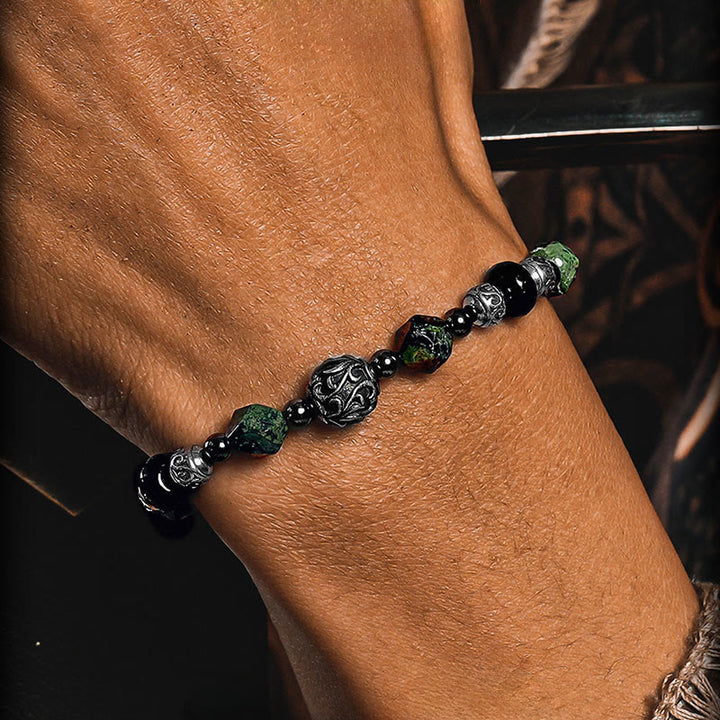 Bracciale Olivenorma in malachite e onice nero - image 3