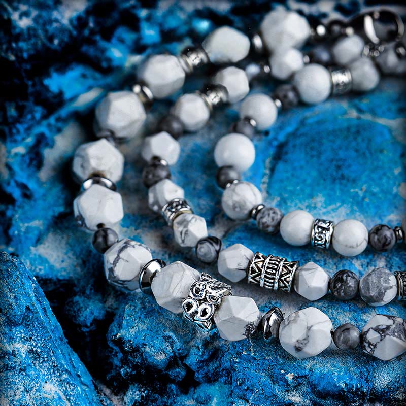 Bracciale multiplo di perline in howlite e agata Map Olivenorma - image 2