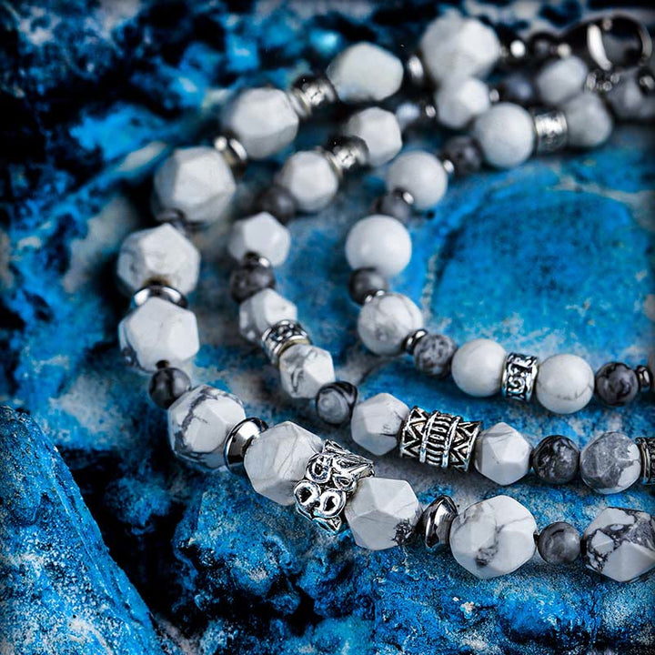 Bracciale multiplo di perline in howlite e agata Map Olivenorma - image 2