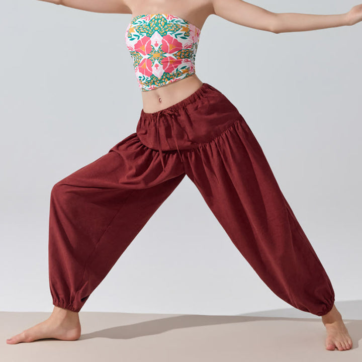 Pantaloni da yoga con coulisse e vestibilità rilassata Olivenorma in tinta unita - image 2