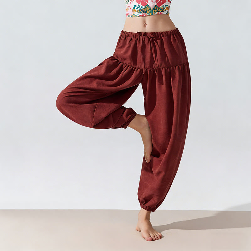 Pantaloni da yoga con coulisse e vestibilità rilassata Olivenorma in tinta unita - image 0