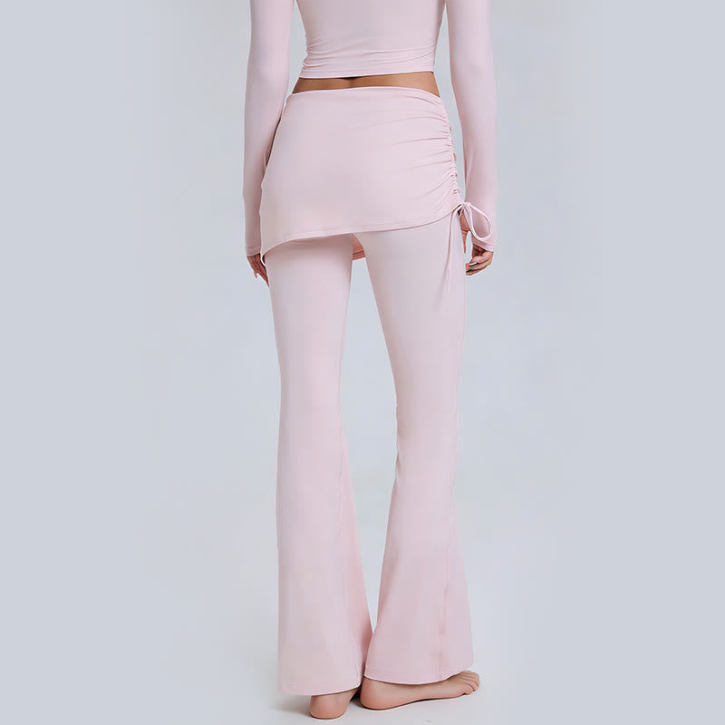 Olivenorma - Pantaloni da yoga da donna a vita bassa e svasati, tinta unita - image 8