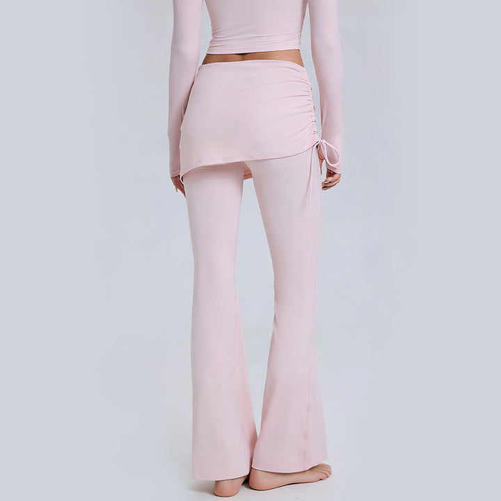 Olivenorma - Pantaloni da yoga da donna a vita bassa e svasati, tinta unita - image 8