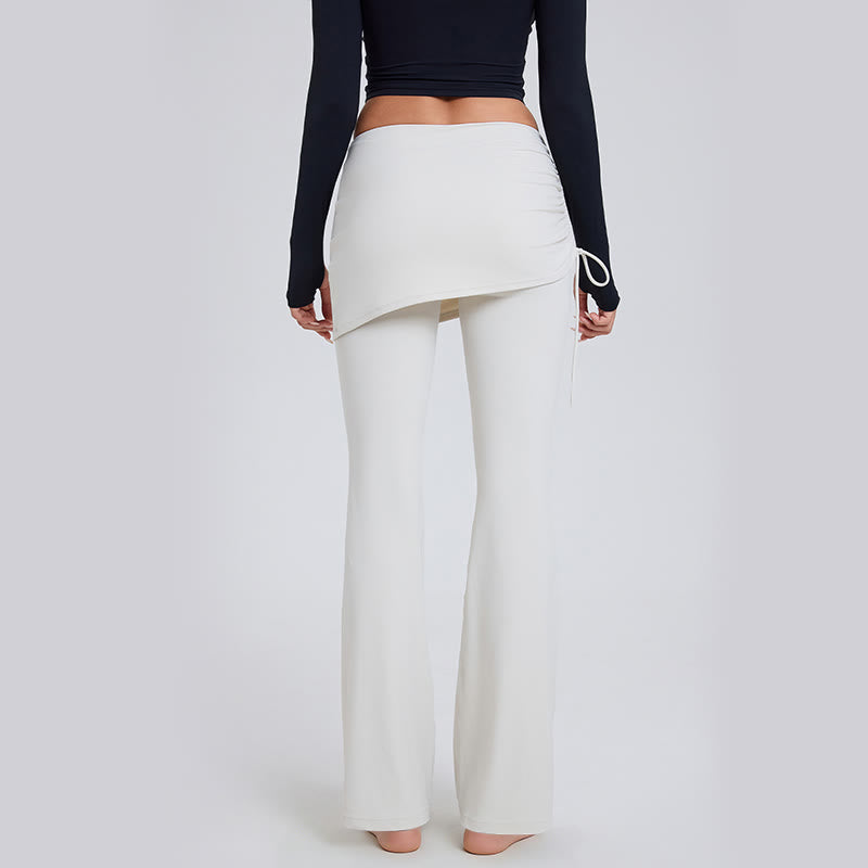 Olivenorma - Pantaloni da yoga da donna a vita bassa e svasati, tinta unita - image 4