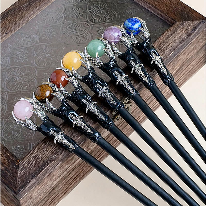 Bacchette di cristallo a forma di artiglio di drago con pietre preziose naturali Olivenorma - image 0