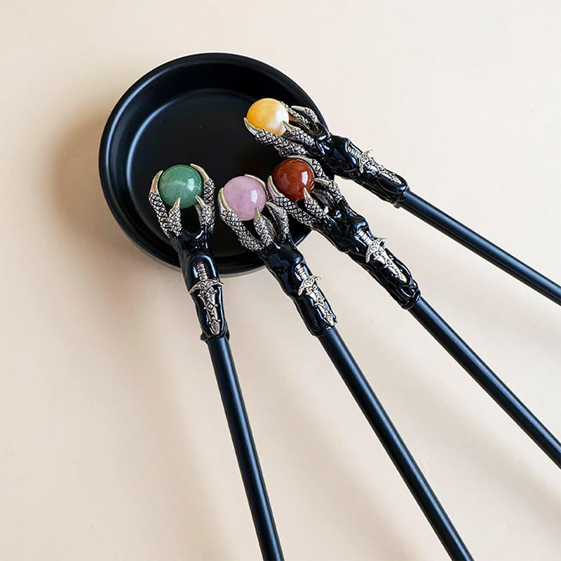 Bacchette di cristallo a forma di artiglio di drago con pietre preziose naturali Olivenorma - image 15