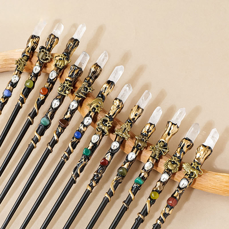 Bacchette magiche di cristallo trasparente naturale Olivenorma con 12 costellazioni - image 15