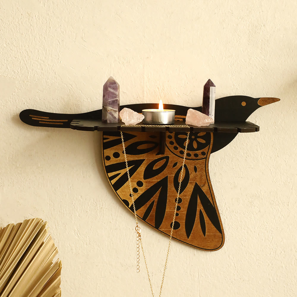 Mensola in cristallo con uccelli volanti in legno Olivenorma - C - image 3