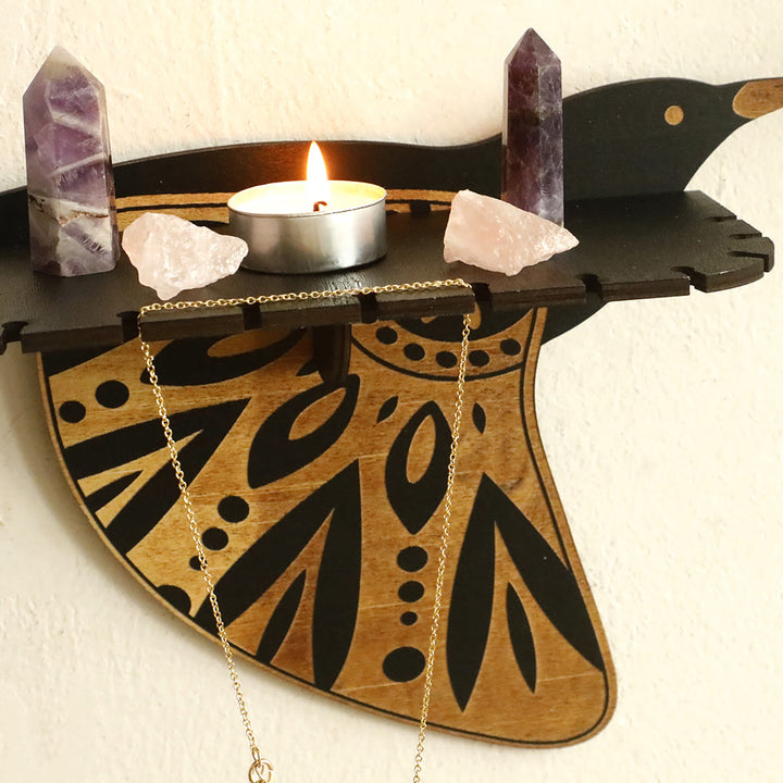 Mensola in cristallo con uccelli volanti in legno Olivenorma - image 4