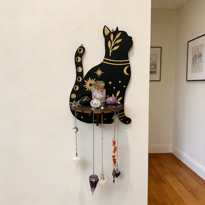 Mensola in legno Olivenorma con gattino carino e cristallo - image 1