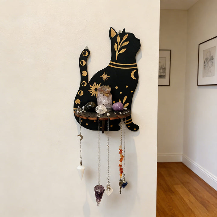 Mensola in legno Olivenorma con gattino carino e cristallo - image 1