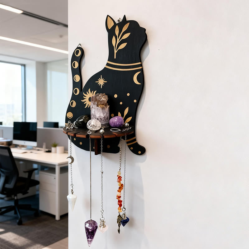 Mensola in legno Olivenorma con gattino carino e cristallo - image 2