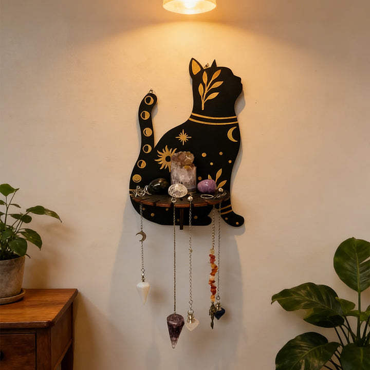 Mensola in legno Olivenorma con gattino carino e cristallo - Gattino carino - image 0