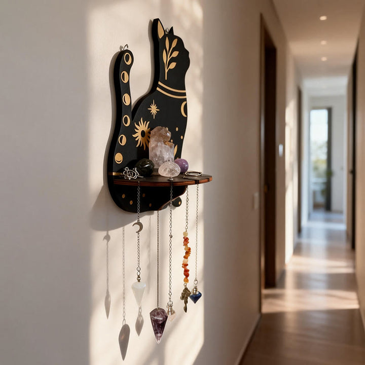 Mensola in legno Olivenorma con gattino carino e cristallo - image 3