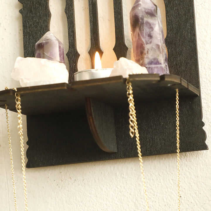 Olivenorma Trono Gotico in Legno con Mensola in Cristallo - image 3