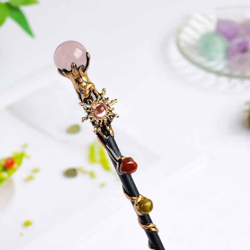 Bacchette magiche di cristallo a forma di cuore e stella con pietre preziose naturali Olivenorma - Sfera di cristallo di quarzo rosa - image 27