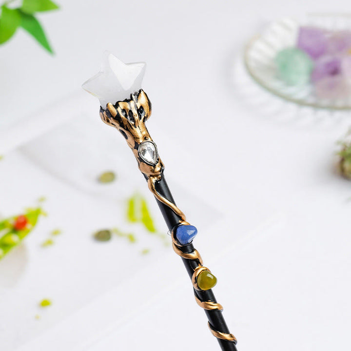 Bacchette magiche di cristallo a forma di cuore e stella con pietre preziose naturali Olivenorma - Quarzo trasparente - Stile stella - image 35