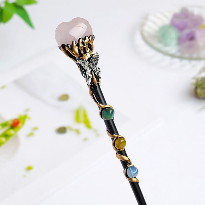 Bacchette magiche di cristallo a forma di cuore e stella con pietre preziose naturali Olivenorma - Quarzo rosa - Stile cuore d'amore - image 1