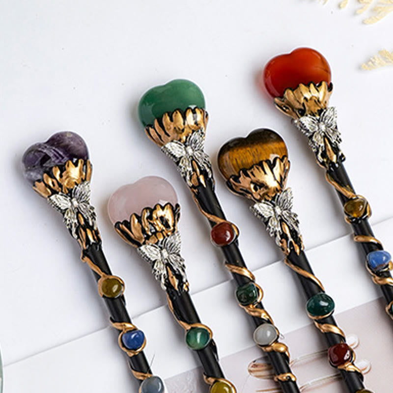 Bacchette magiche di cristallo a forma di cuore e stella con pietre preziose naturali Olivenorma - image 52