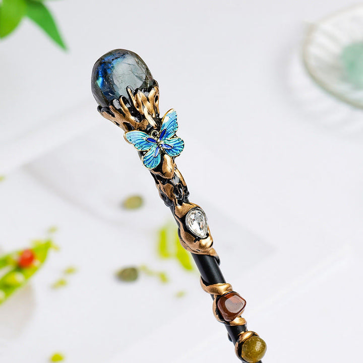 Bacchette magiche di cristallo a forma di cuore e stella con pietre preziose naturali Olivenorma - Stile pietra levigata Labradorite - image 21