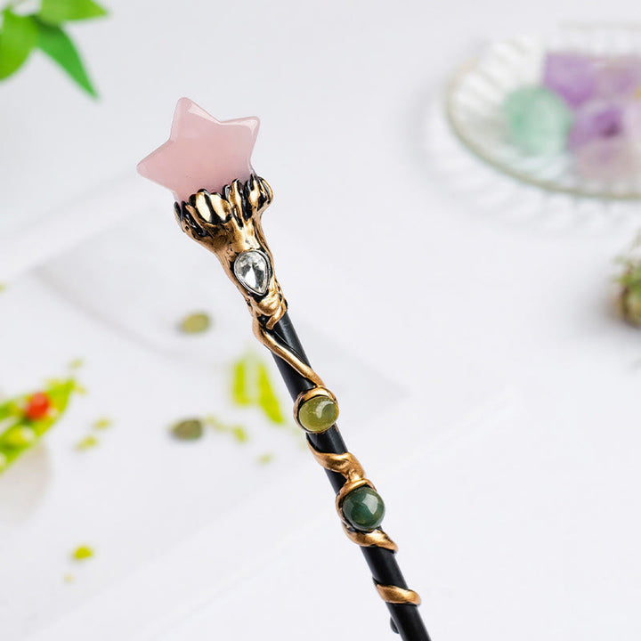 Bacchette magiche di cristallo a forma di cuore e stella con pietre preziose naturali Olivenorma - Quarzo rosa - Stile stella - image 37