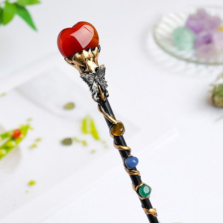 Bacchette magiche di cristallo a forma di cuore e stella con pietre preziose naturali Olivenorma - Agata rossa - Stile cuore d'amore - image 5